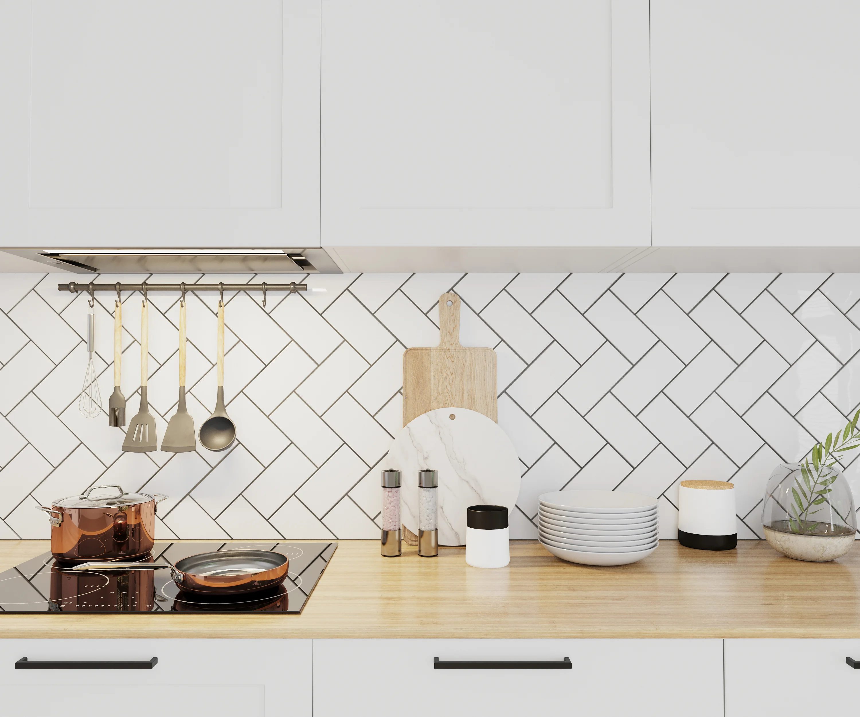 Herringbone Tile Backsplash